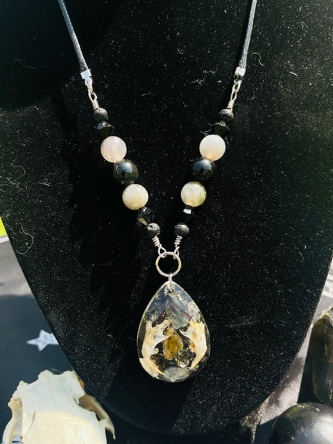Rodent Jaw Bone & Labradorite Crystal Necklace