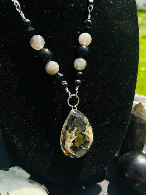 Rodent Jaw Bone & Labradorite Crystal Necklace