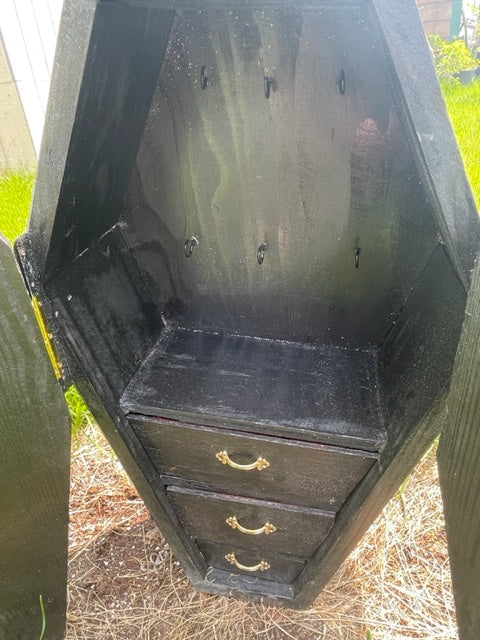 3 Drawer Coffin Jewelry Cabinet