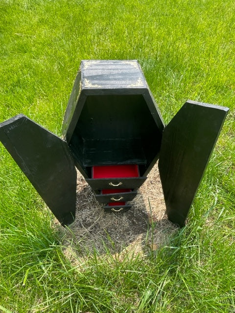 3 Drawer Coffin Jewelry Cabinet