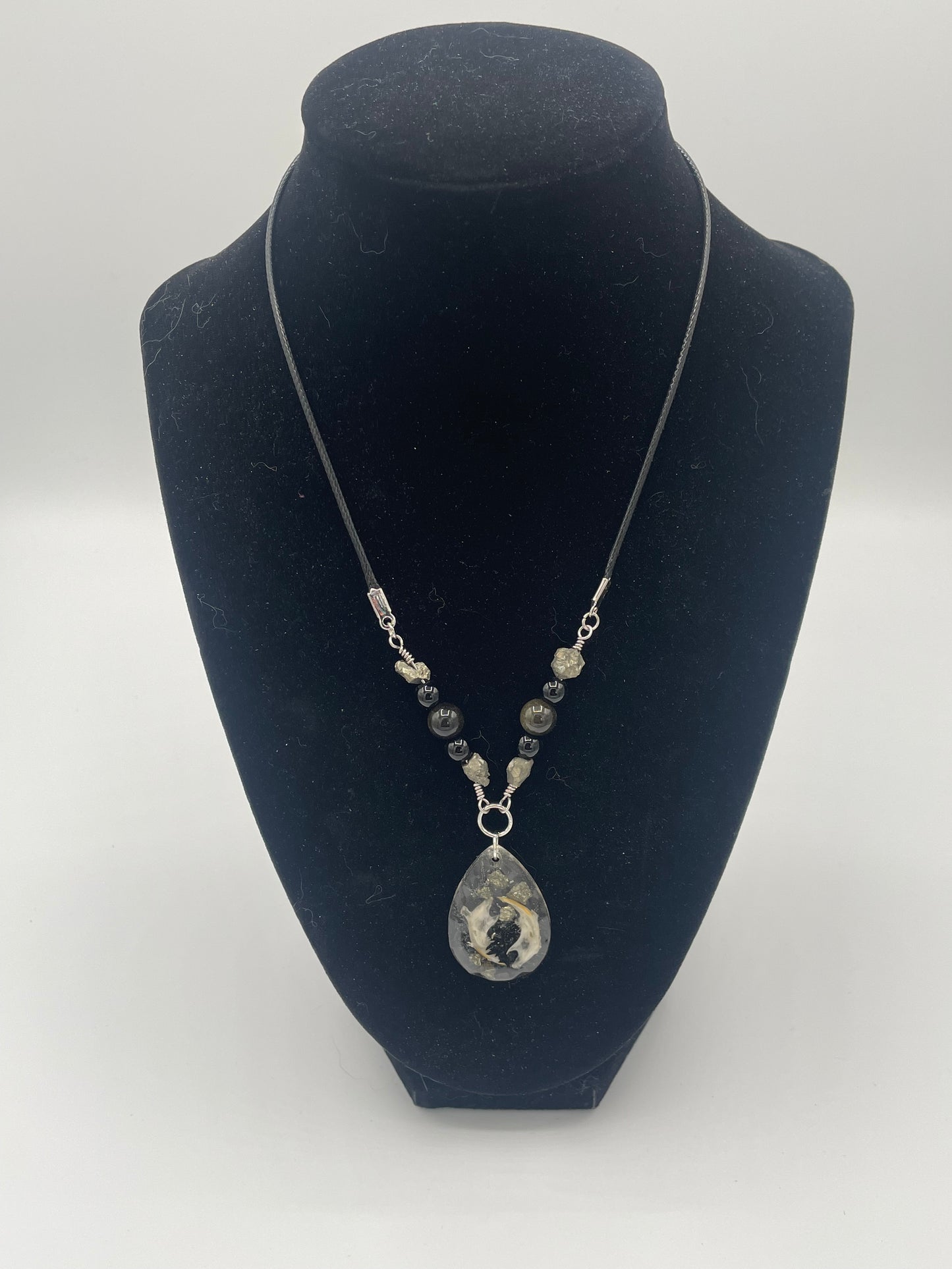 Rodent Jawline & Pyrite Crystal Necklace