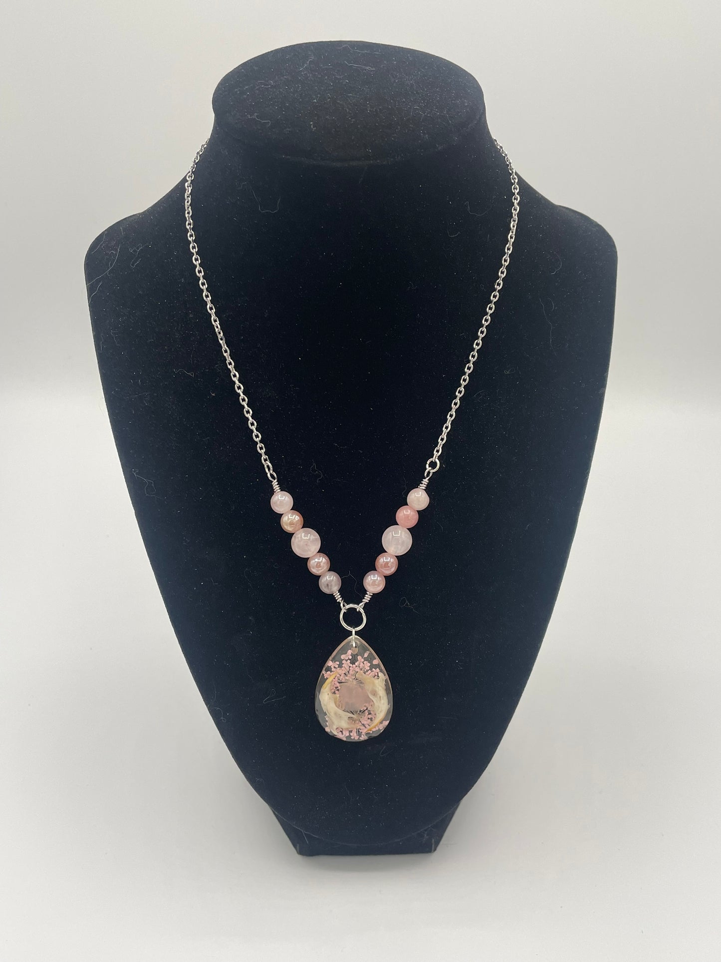 Rodent Jawline & Rose Quartz Necklace