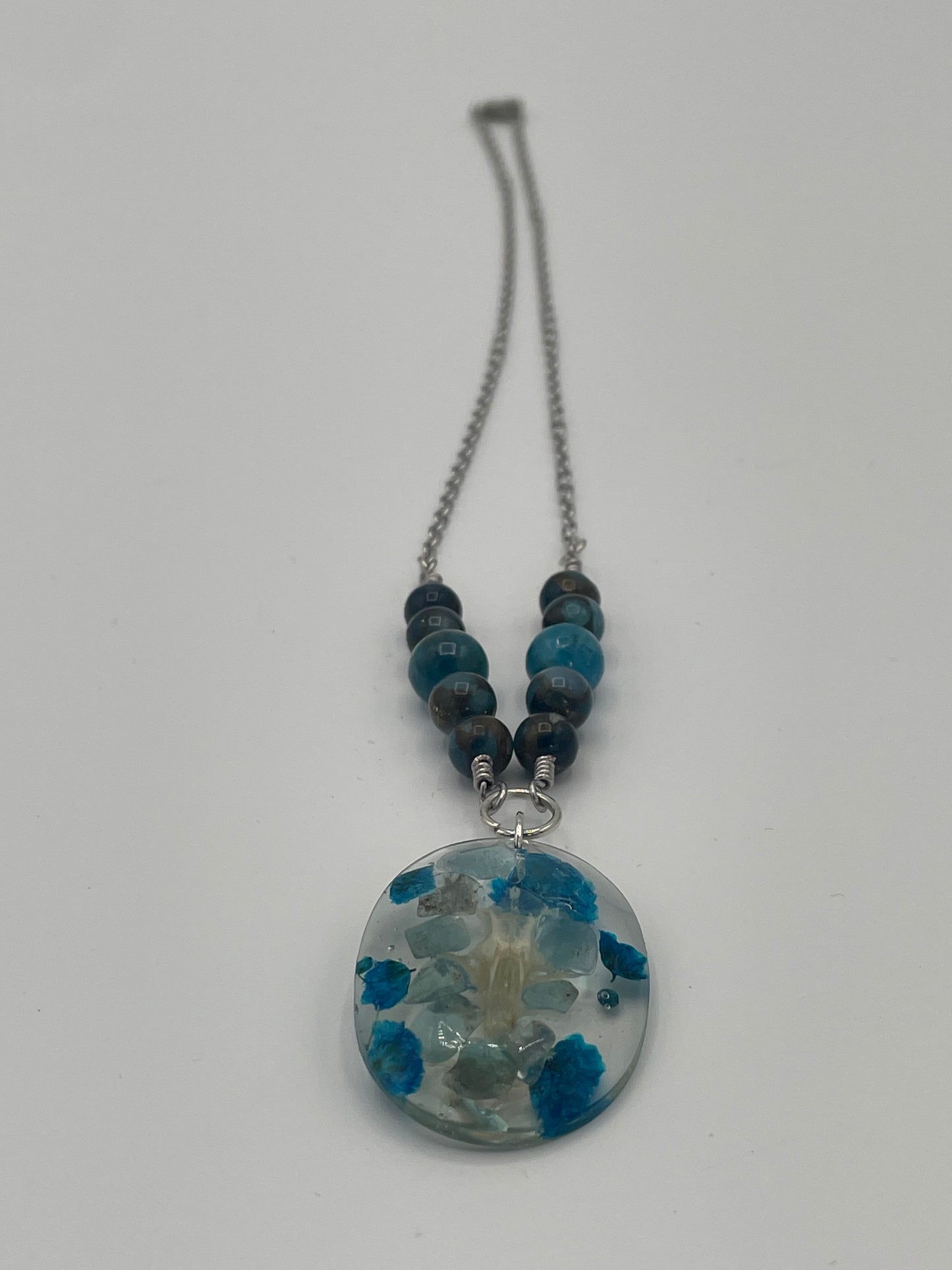 Rodent Skull & Blue Apatite Crystal Necklace