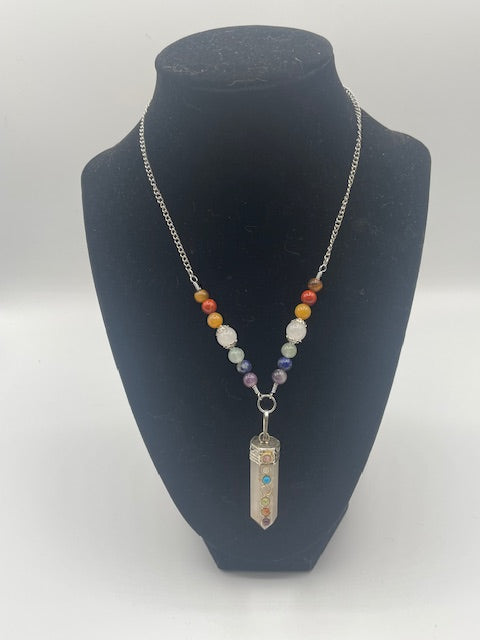 Clear Quartz Pointed Chakra Pendant Necklace