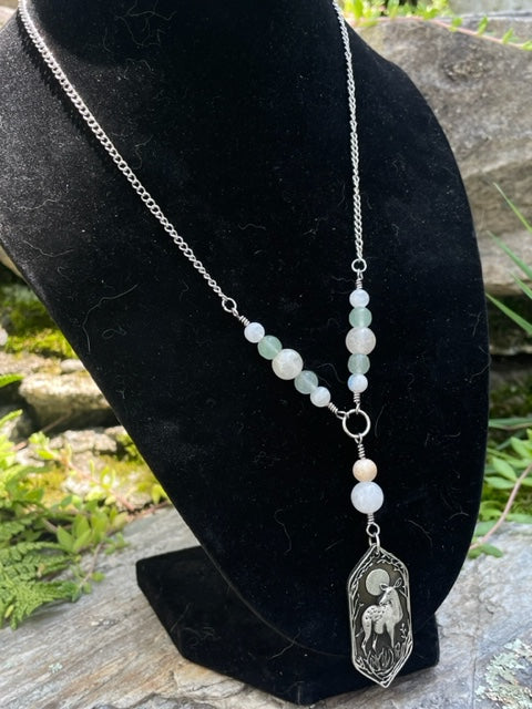Deer & Full Moon Necklace