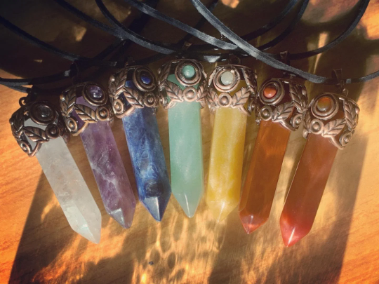 Antique Chakra Crystal Pendant Necklaces
