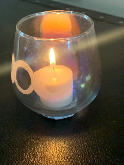 Triple Moon Multi Colored Glass Candle Holder