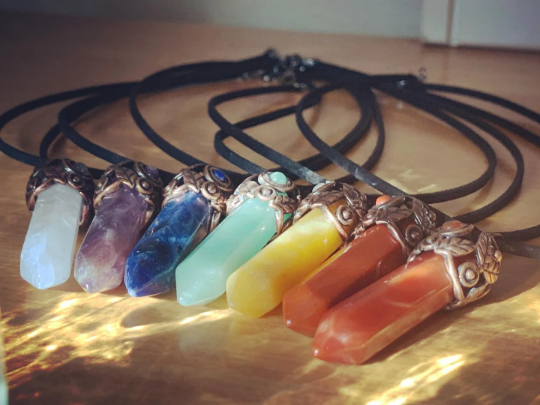 Antique Chakra Crystal Pendant Necklaces