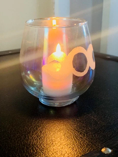Triple Moon Multi Colored Glass Candle Holder