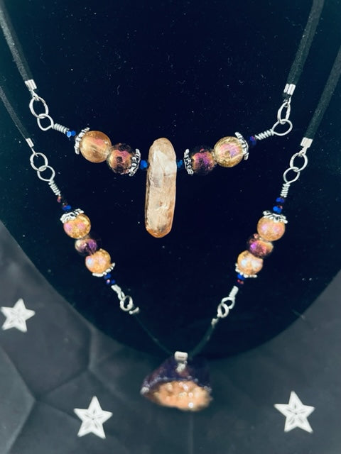 Amber Geode Crystal Layered Necklace