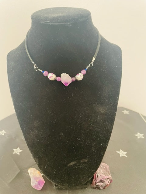 Amethyst Crystal Choker Necklace