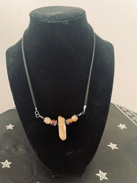 Aura Amber Crystal Pendant Necklace