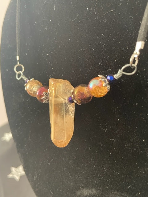 Aura Amber Crystal Pendant Necklace