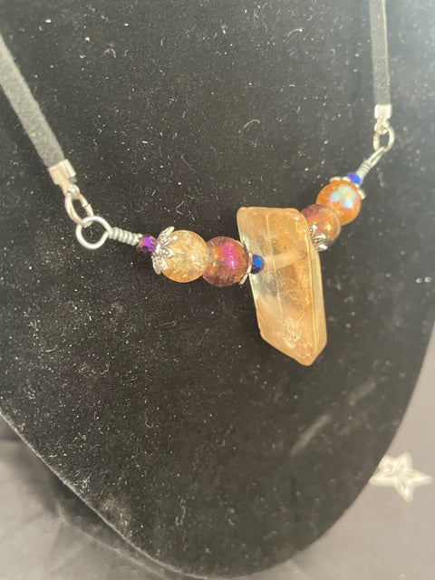 Aura Amber Crystal Pendant Necklace
