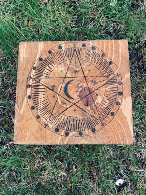 Wood Burned Star & Moon Box