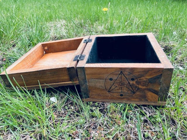 Wood Burned Star & Moon Box