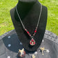 Rodent Spine Bones & Garnet Crystal Necklace