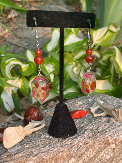 Rodent Hip Bones & Carnelian Crystal Earrings