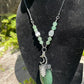 Green Aventurine Round Pendant Necklace (w/ Selenite)