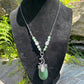 Green Aventurine Round Pendant Necklace (w/ Selenite)