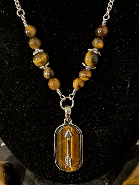 Tiger's Eye & Arrow Necklace