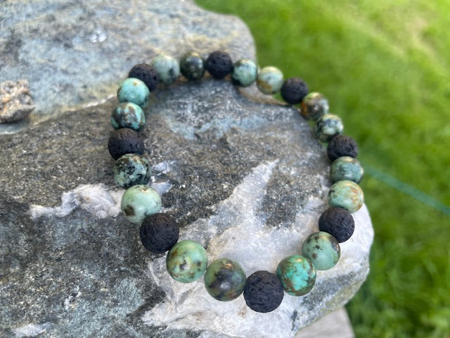 Turquoise & Lava Stone Bracelet