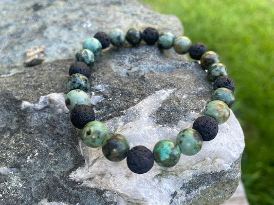 Turquoise & Lava Stone Bracelet