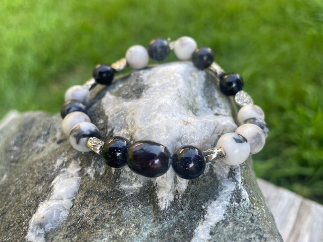 Zebra Jasper & Blue Goldstone Bracelet