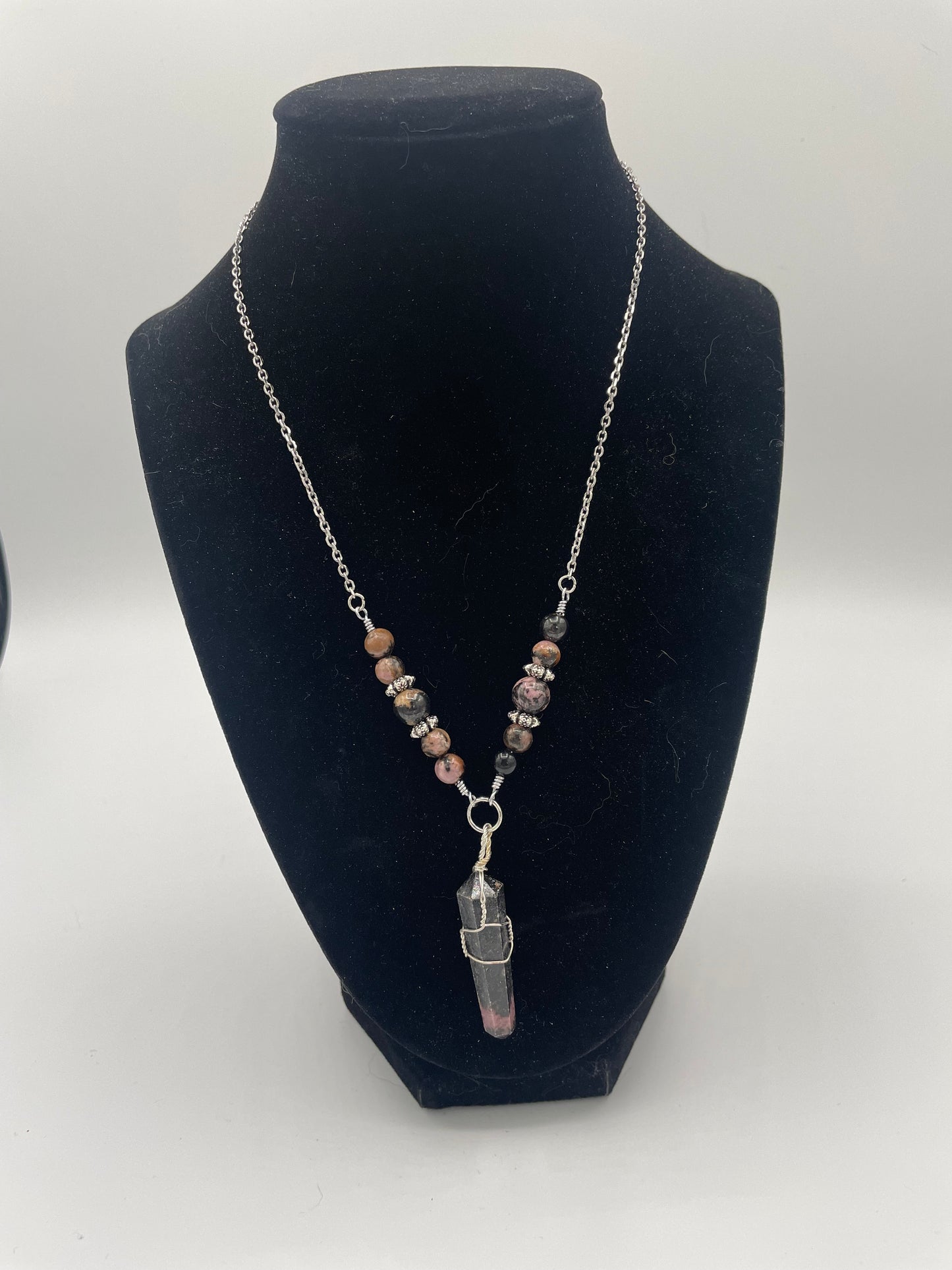 Rhodonite Pointed Pendant Necklace