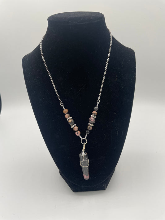 Rhodonite Pointed Pendant Necklace
