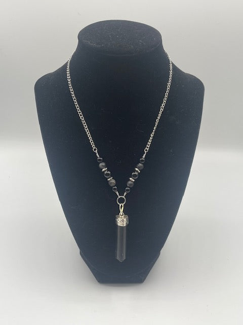 Black Tourmaline Pendant Necklace (Chain)