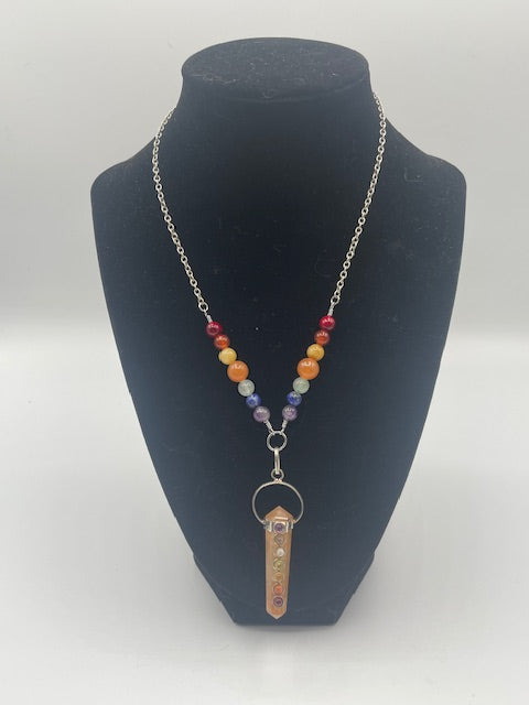 Orange Calcite Pointed Chakra Pendant Necklace