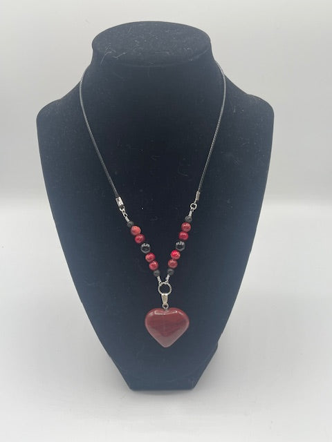 Heart Shaped Red Jasper Necklace