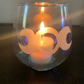 Triple Moon Multi Colored Glass Candle Holder