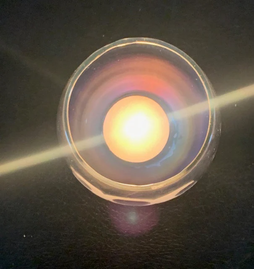 Triple Moon Multi Colored Glass Candle Holder