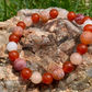 Pink, Red, & Clear Quartz with Cracked Agate Beaded Bracelet Collection