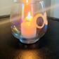 Triple Moon Multi Colored Glass Candle Holder