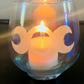 Triple Moon Multi Colored Glass Candle Holder