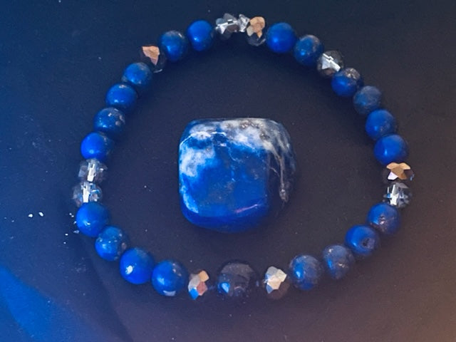 Lapis Lazuli & Blue Goldstone Beaded Bracelet