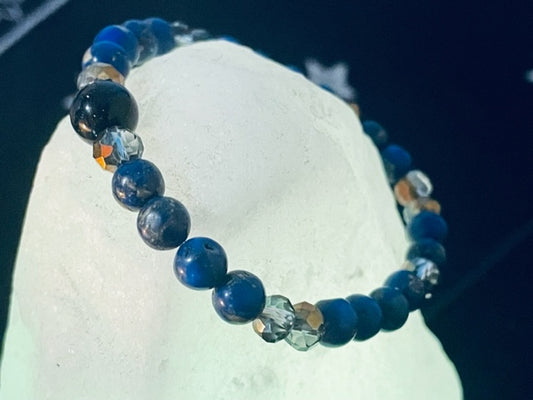 Lapis Lazuli & Blue Goldstone Beaded Bracelet