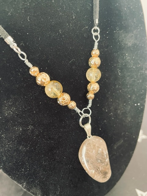 Needled Quartz Pendant Necklace