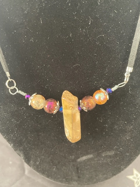 Aura Amber Crystal Pendant Necklace