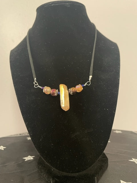 Aura Amber Crystal Pendant Necklace
